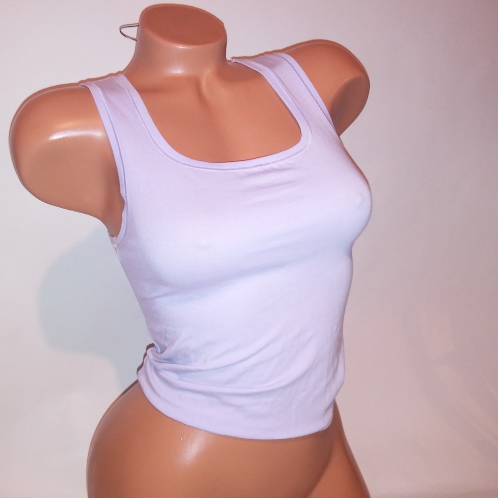 Victoria Secret PINK Crop Top Tank Medium Solid Light Purple Sleeveless Fitted